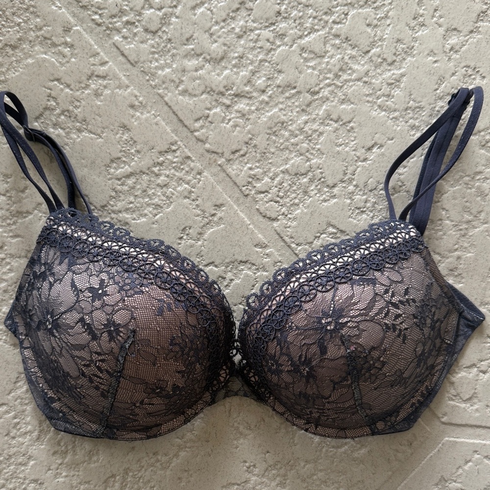 Victoria's Secret Lace Bra - Navy and Beige